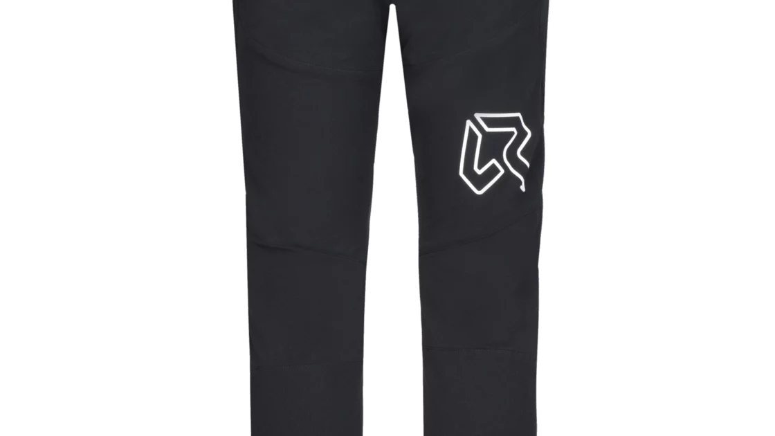Black softshell pants with zippered pockets and reflective logo. © Rock Experience