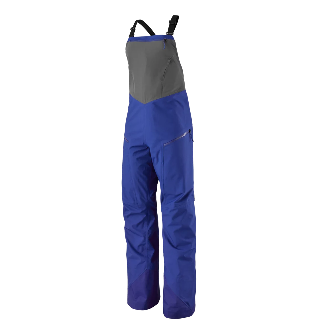 Women's blue ski bib pants. © Patagonia