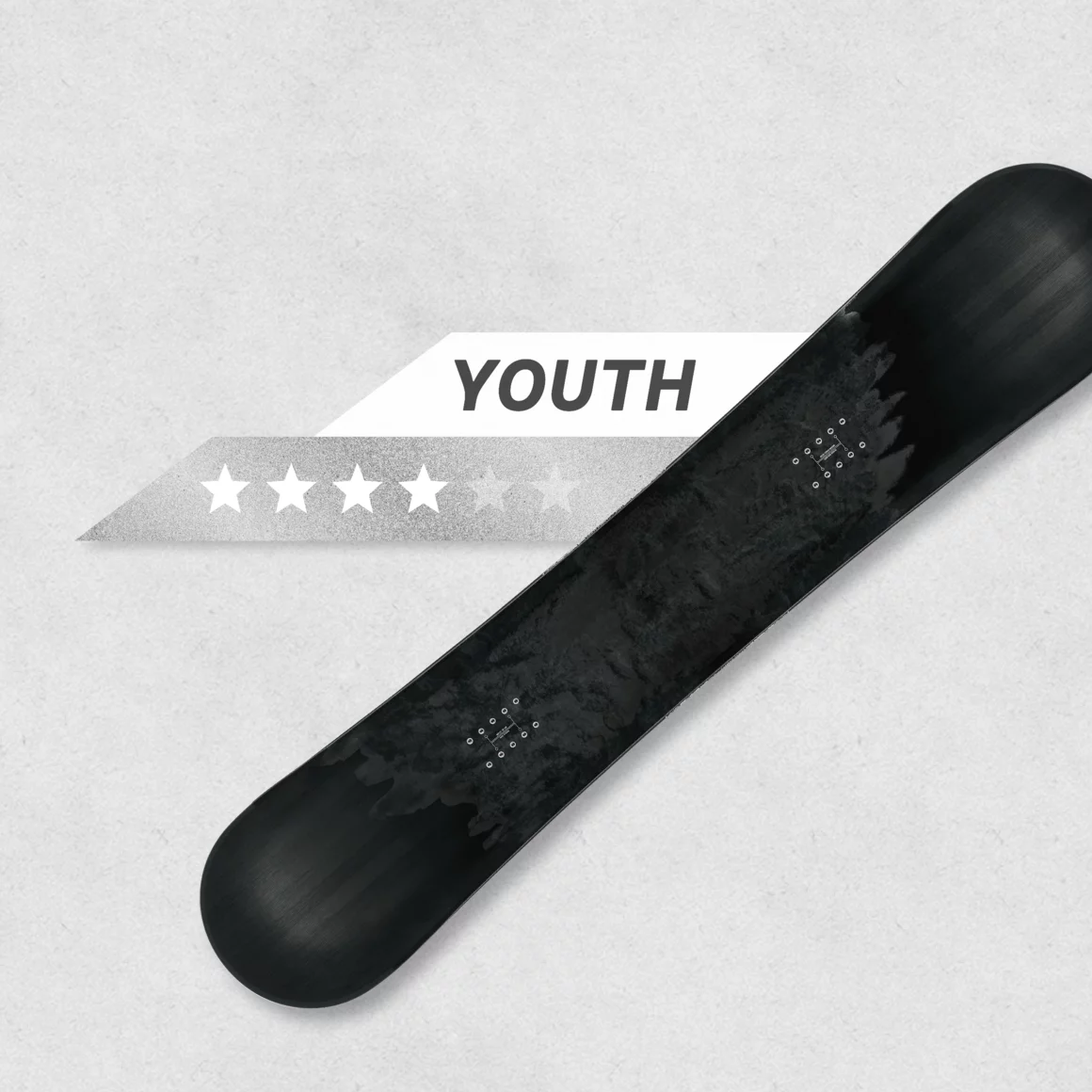 Schwarzes Snowboard für Jugendliche mit fünf Sterne Bewertung. © Sport Kessler GmbH