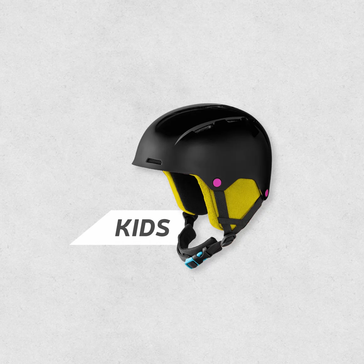 Schwarzer Kinder-Skihelm mit gelber Innenauskleidung. © Sport Kessler GmbH